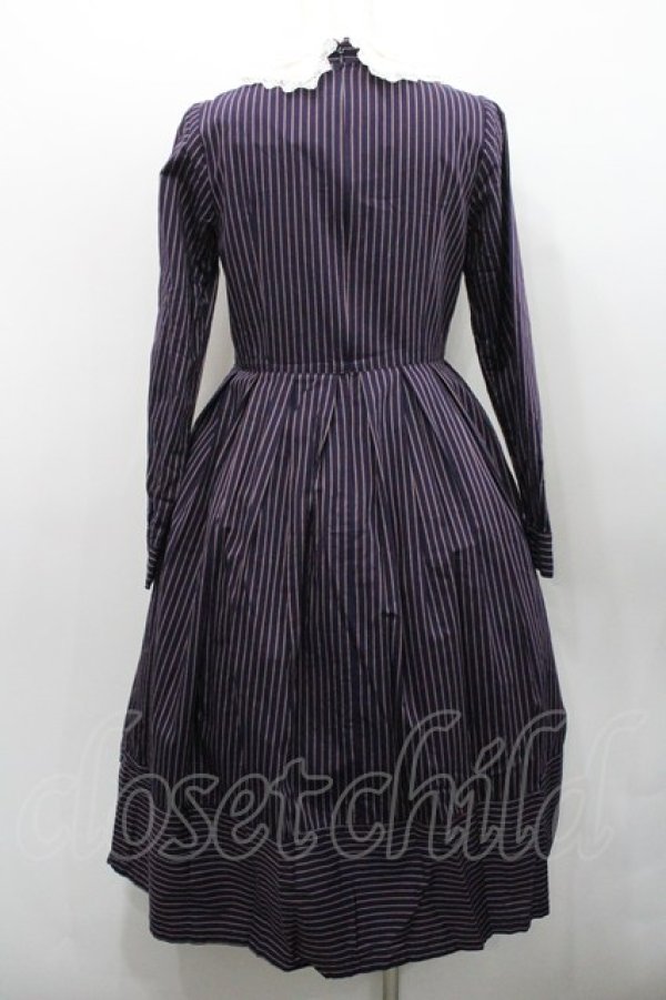 画像2: Melody BasKet / ダブルリボンレジメンタルストライプワンピース  ネイビー I-26-01-31-066-LO-OP-SA-ZI (2)