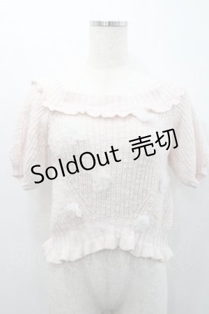 画像: LIZ LISA / フラワーモチーフ付き半袖パフスリーブニットトップス  ピンク I-26-01-31-008-LO-TO-SA-ZI