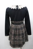 画像2: Ank Rouge / タータンチェック切り替え長袖ワンピース  黒ｘグレーチェック I-26-01-31-069-CA-OP-SA-ZI (2)
