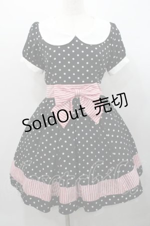 画像: Ank Rouge / 半袖ドットリボンワンピース  黒Ｘ白Ｘピンク I-26-01-31-070-CA-OP-SA-ZI