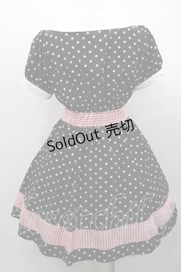画像2: Ank Rouge / 半袖ドットリボンワンピース  黒Ｘ白Ｘピンク I-26-01-31-070-CA-OP-SA-ZI (2)