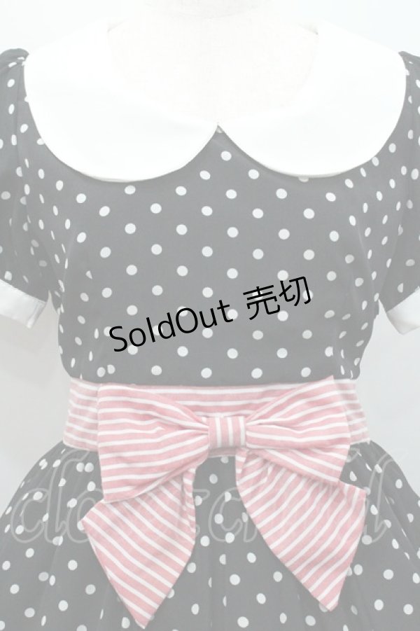 画像3: Ank Rouge / 半袖ドットリボンワンピース  黒Ｘ白Ｘピンク I-26-01-31-070-CA-OP-SA-ZI (3)