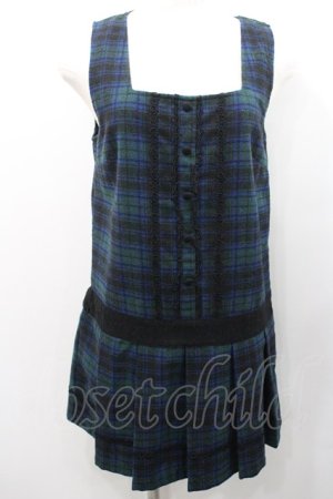 画像: Ank Rouge / タータンチェックジャンパースカート  グリーンＸネイビーチェック I-26-01-31-072-CA-OP-SA-ZI