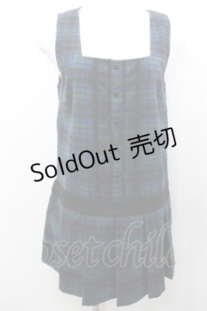 画像: Ank Rouge / タータンチェックジャンパースカート  グリーンＸネイビーチェック I-26-01-31-072-CA-OP-SA-ZI