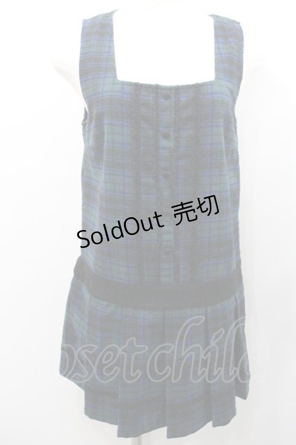 画像1: Ank Rouge / タータンチェックジャンパースカート  グリーンＸネイビーチェック I-26-01-31-072-CA-OP-SA-ZI (1)