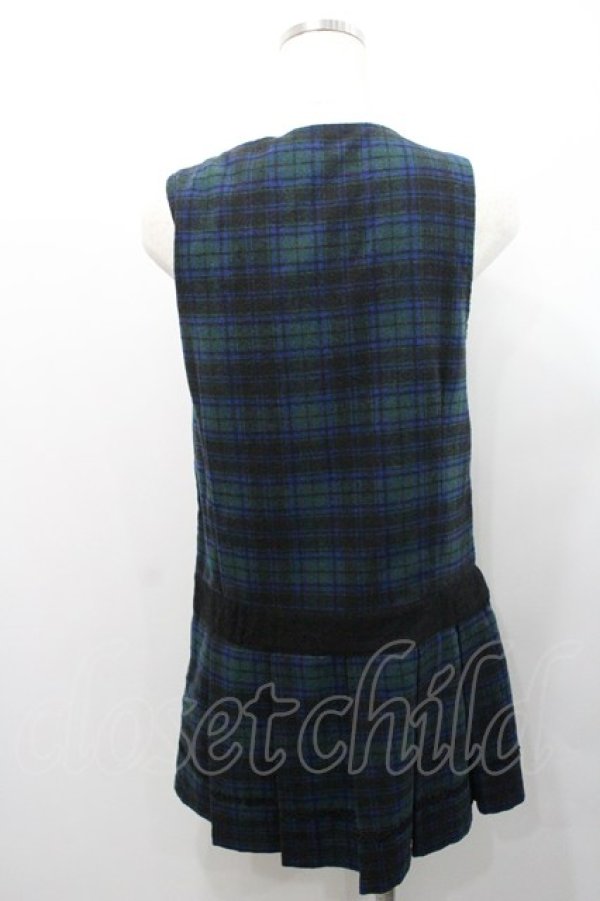 画像2: Ank Rouge / タータンチェックジャンパースカート  グリーンＸネイビーチェック I-26-01-31-072-CA-OP-SA-ZI (2)
