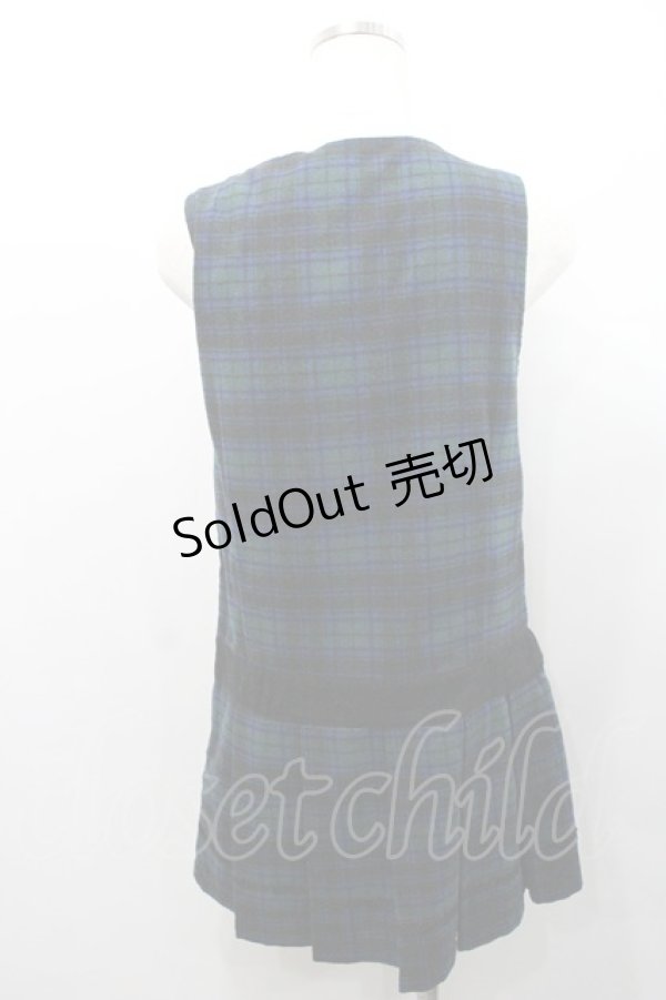 画像2: Ank Rouge / タータンチェックジャンパースカート  グリーンＸネイビーチェック I-26-01-31-072-CA-OP-SA-ZI (2)