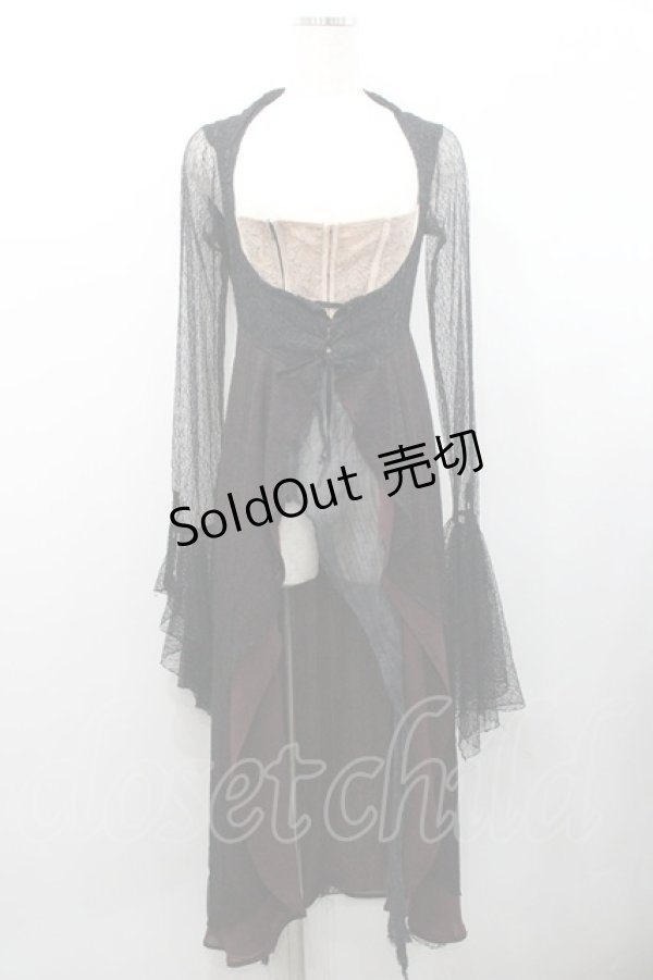 画像1: alice auaa / レース重ねコルセットロングワンピース  黒Ｘボルドー I-26-01-31-073-AA-OP-SA-ZI (1)