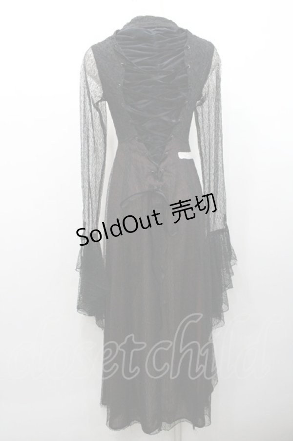 画像2: alice auaa / レース重ねコルセットロングワンピース  黒Ｘボルドー I-26-01-31-073-AA-OP-SA-ZI (2)