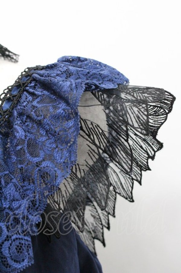 画像4: MR corset / レースチュールロングワンピース  ネイビー I-26-01-31-074-PU-OP-SA-ZI (4)