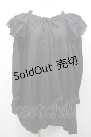 画像: PINK HOUSE / コットンレース使いチュニックブラウス  ブラック I-26-01-31-075-LO-OP-SA-ZI