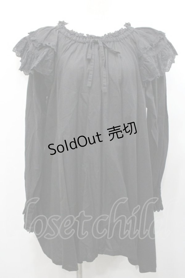 画像1: PINK HOUSE / コットンレース使いチュニックブラウス  ブラック I-26-01-31-075-LO-OP-SA-ZI (1)