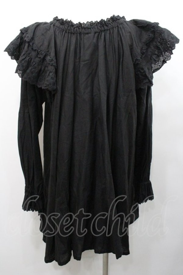 画像2: PINK HOUSE / コットンレース使いチュニックブラウス  ブラック I-26-01-31-075-LO-OP-SA-ZI (2)