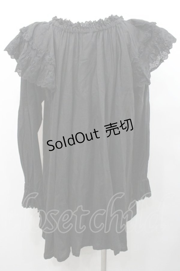 画像2: PINK HOUSE / コットンレース使いチュニックブラウス  ブラック I-26-01-31-075-LO-OP-SA-ZI (2)