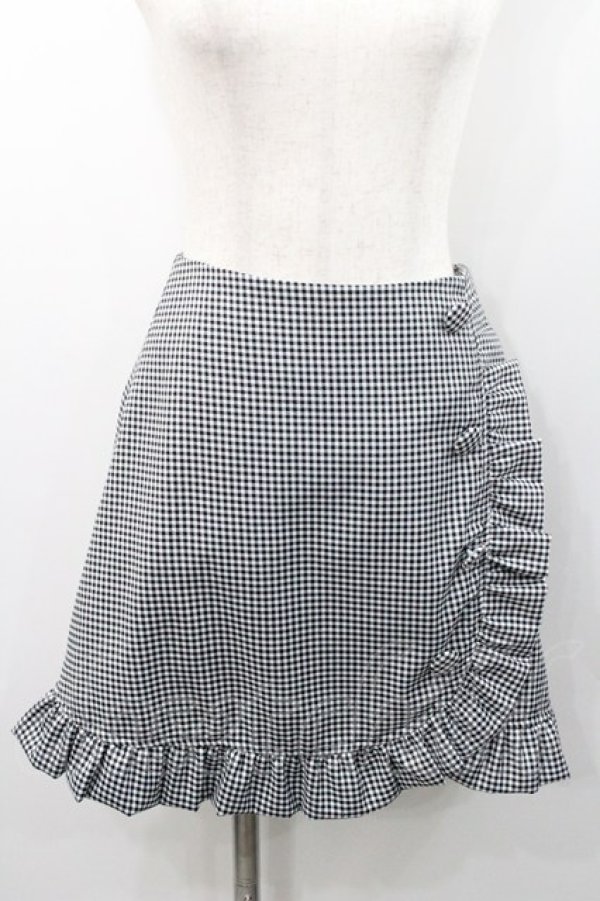 画像1: Ank Rouge / ギンガムチェックフリルスカート  黒Ｘ白チェック I-26-01-31-086-CA-SK-SA-ZI (1)