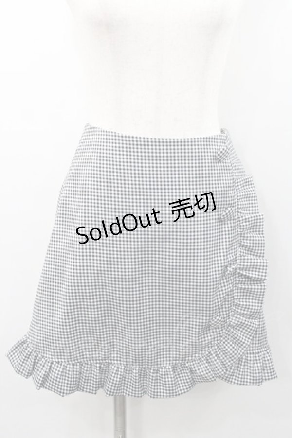 画像1: Ank Rouge / ギンガムチェックフリルスカート  黒Ｘ白チェック I-26-01-31-086-CA-SK-SA-ZI (1)