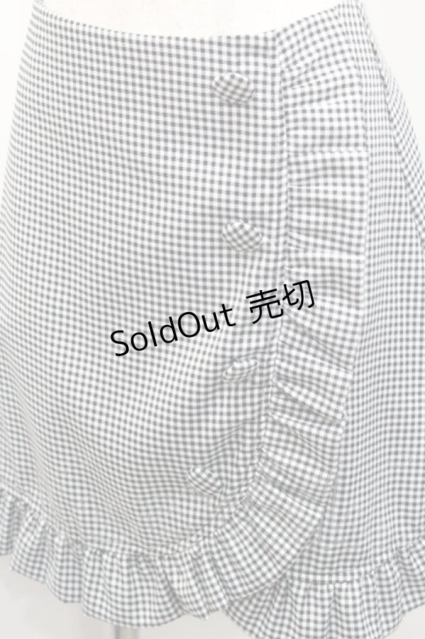 画像3: Ank Rouge / ギンガムチェックフリルスカート  黒Ｘ白チェック I-26-01-31-086-CA-SK-SA-ZI (3)