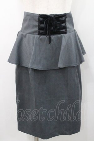 画像: Ank Rouge / ハイウエストチェックペプラムタイトスカート  黒チェック I-26-01-31-087-CA-SK-SA-ZI