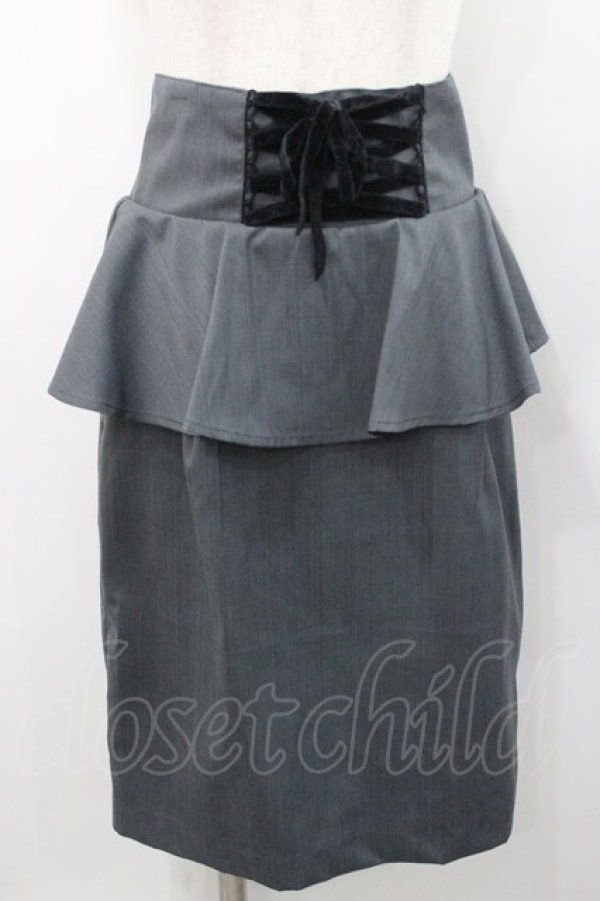 画像1: Ank Rouge / ハイウエストチェックペプラムタイトスカート  黒チェック I-26-01-31-087-CA-SK-SA-ZI (1)