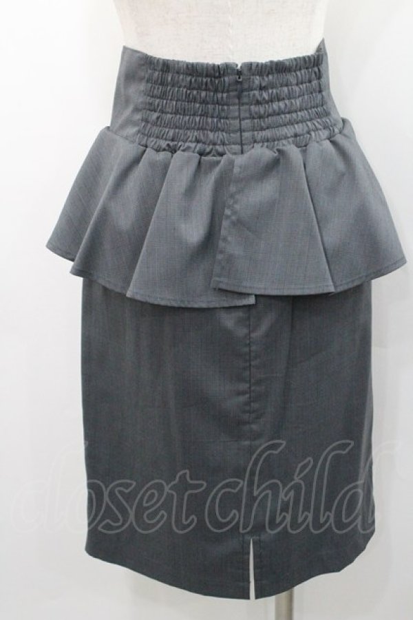 画像2: Ank Rouge / ハイウエストチェックペプラムタイトスカート  黒チェック I-26-01-31-087-CA-SK-SA-ZI (2)