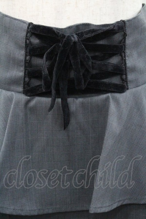 画像3: Ank Rouge / ハイウエストチェックペプラムタイトスカート  黒チェック I-26-01-31-087-CA-SK-SA-ZI (3)