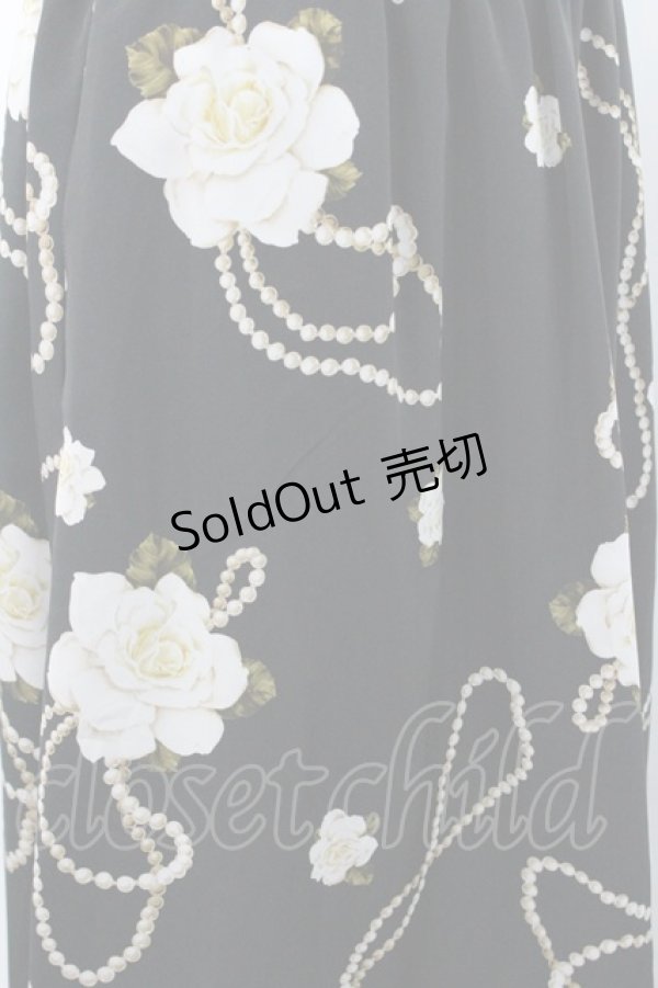 画像3: INGEBORG / パール&バラ柄スカート  ブラック I-26-01-31-090-LO-SK-SA-ZI (3)