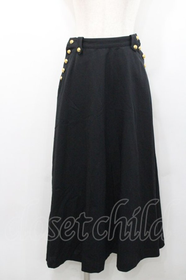 画像1: INGEBORG / 金ボタン付きスカート  ブラック I-26-01-31-092-LO-SK-SA-ZI (1)
