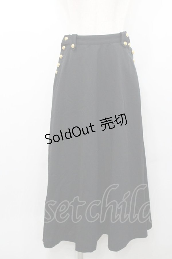 画像1: INGEBORG / 金ボタン付きスカート  ブラック I-26-01-31-092-LO-SK-SA-ZI (1)