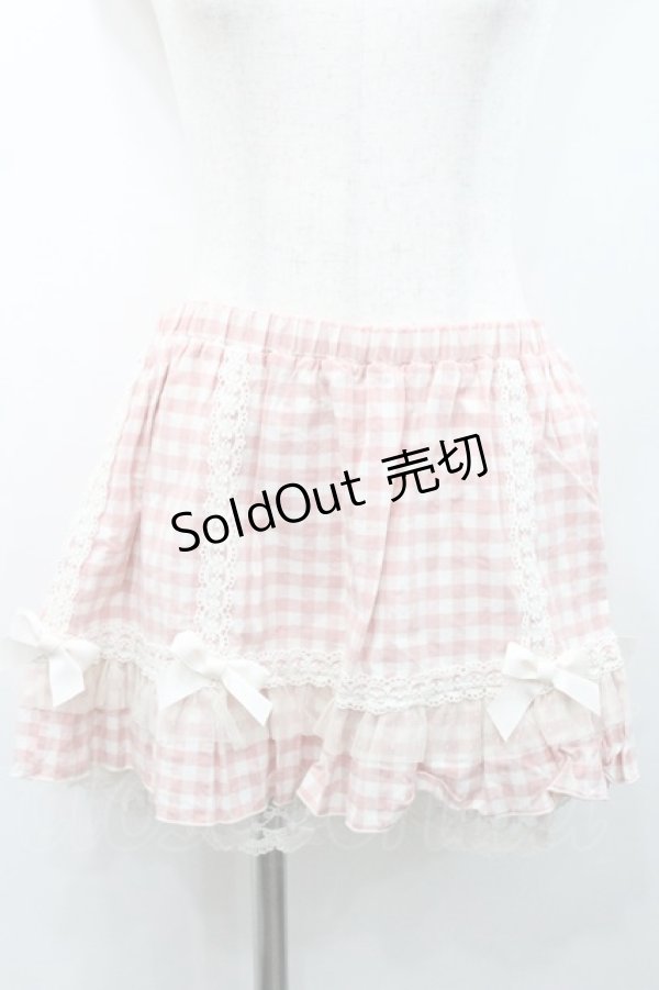 画像1: Ank Rouge / ギンガムチェックレースリボンショートパンツ  ピンクチェック I-26-01-31-093-CA-PA-SA-ZI (1)