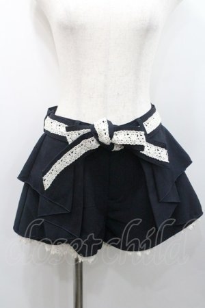 画像: Ank Rouge / ウエストリボンショートパンツ  ネイビーＸ白 I-26-01-31-094-CA-PA-SA-ZI