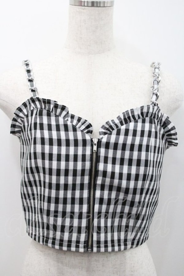 画像1: Ank Rouge / ギンガムチェックビスチェ  黒ｘ白 I-26-01-31-002-CA-TO-SA-ZI (1)