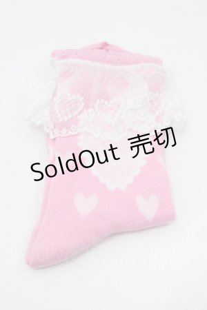 画像: Angelic Pretty / Diner Heartクルー丈ソックス  ピンク I-26-01-31-102-AP-ZA-SA-ZI