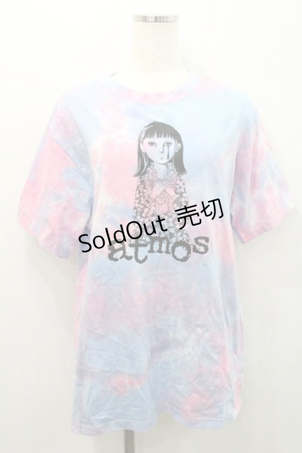 画像1: atmos / atmos pink × 楳図かずお 美少女 洗礼 TIE-DYE TEE BLUE  サックスｘピンク I-26-01-31-012-PU-TO-SA-ZI (1)