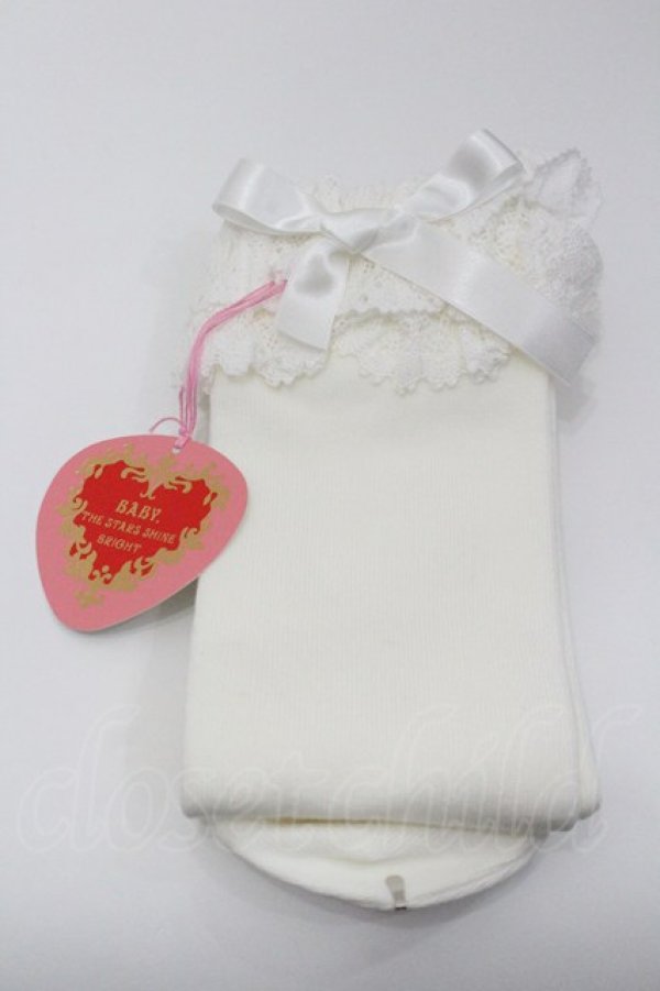 画像1: BABY, THE STARS SHINE BRIGHT / トーションレースハイソックス  白 I-26-01-31-109-0-ZA-SA-ZI (1)