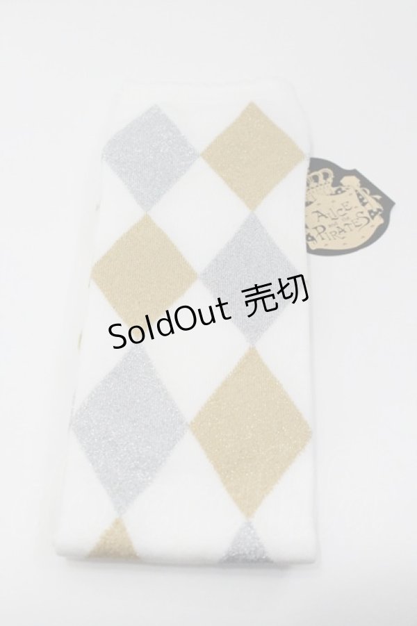 画像1: ALICE and the PIRATES / A/Pダイヤ柄ラメオーバーニーソックス  白 I-26-01-31-110-PA-ZA-HR-ZI (1)