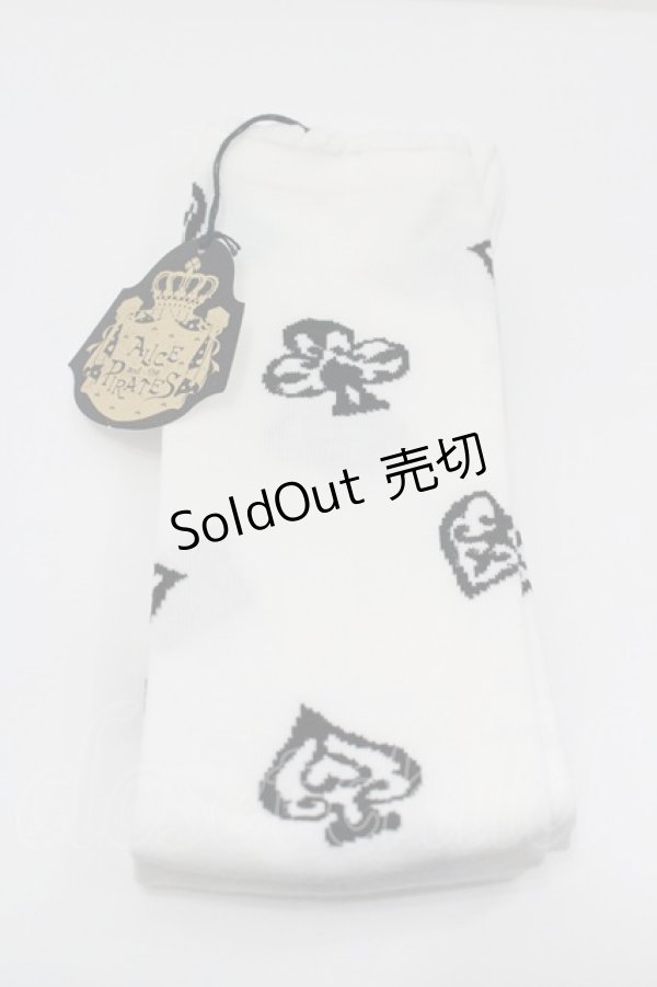 画像1: ALICE and the PIRATES / アリスのトランプオーバーニーソックス  白Ｘ黒 I-26-01-31-111-PA-ZA-SA-ZI (1)