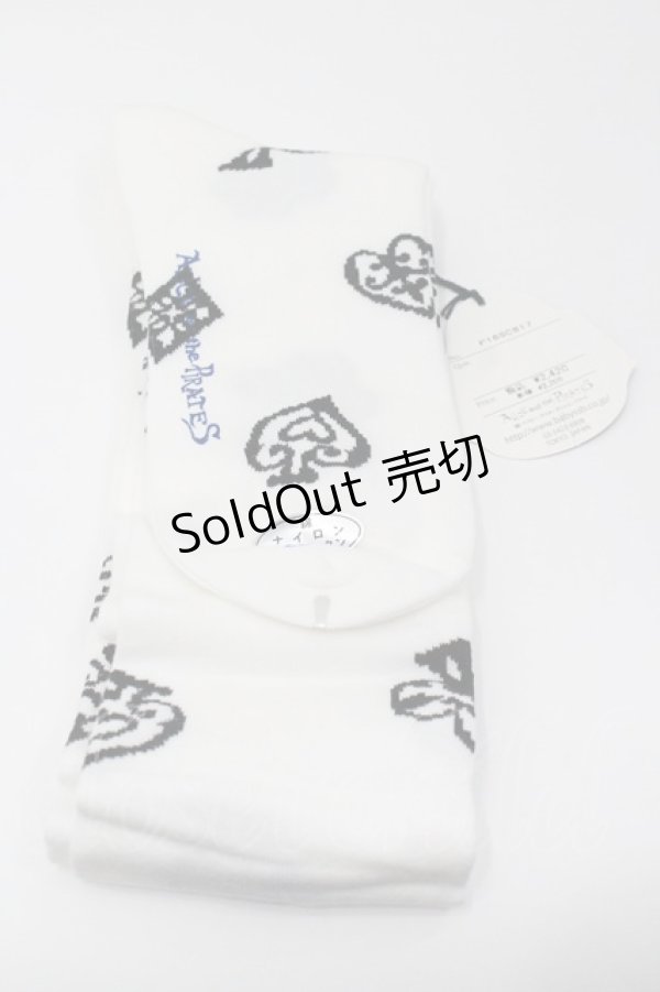 画像2: ALICE and the PIRATES / アリスのトランプオーバーニーソックス  白Ｘ黒 I-26-01-31-111-PA-ZA-SA-ZI (2)