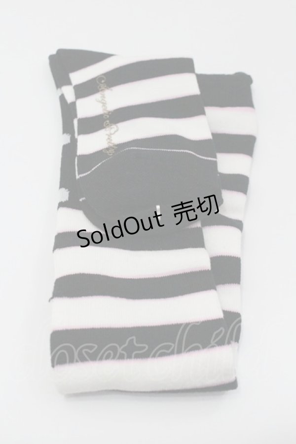 画像2: Angelic Pretty / Fancyスクールボーダーオーバーニー  黒Ｘ白 I-26-01-31-112-AP-ZA-SA-ZI (2)