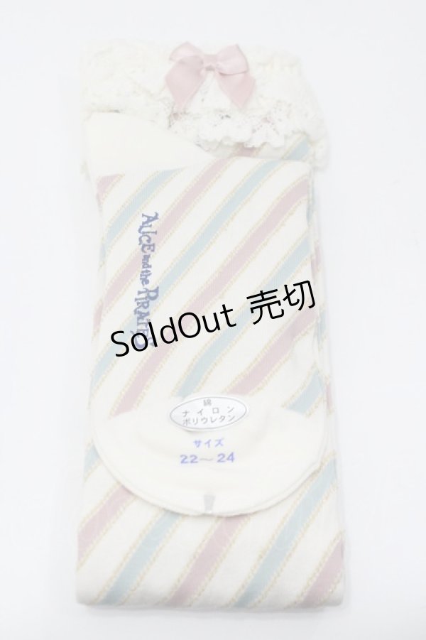 画像2: ALICE and the PIRATES / ナナメストライプオーバーニー  アイボリーＸサックスＸピンク I-26-01-31-115-PA-ZA-SA-ZI (2)