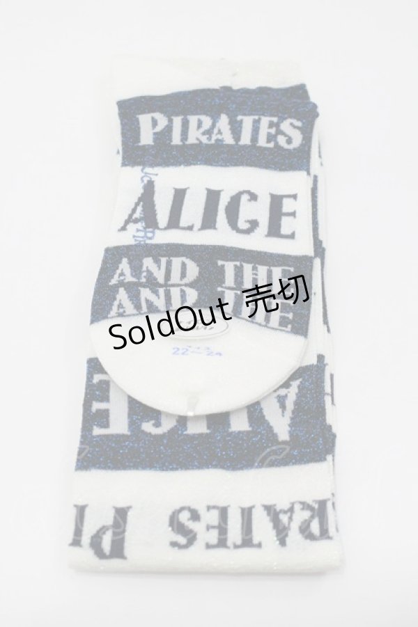 画像2: ALICE and the PIRATES / A/Pラメロゴボーダーオーバーニーソックス  白Ｘ紺 I-26-01-31-117-PA-ZA-SA-ZI (2)