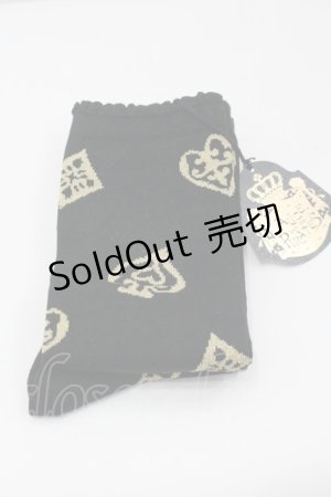 画像: ALICE and the PIRATES / アリスのトランプオーバーニーソックス  黒Ｘゴールド I-26-01-31-118-PA-ZA-SA-ZI