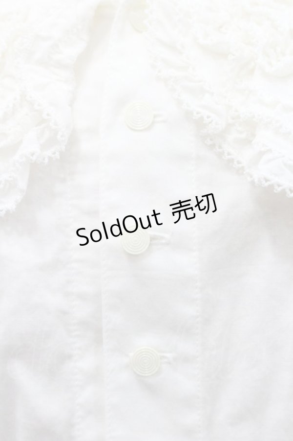 画像3: WONDERFUL WORLD / ピコフリル襟半袖ブラウス  生成り I-26-01-31-015-LO-BL-SA-ZI (3)