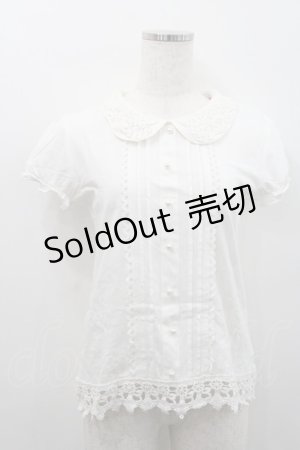 画像: Ank Rouge / レースパール襟ブラウス風カットソー  白 I-26-01-31-003-CA-TO-SA-ZI