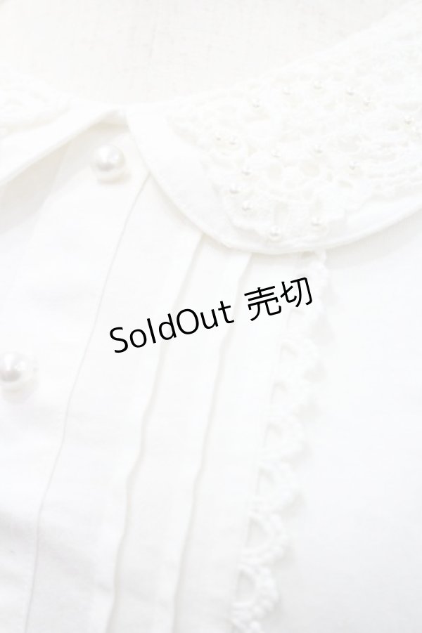 画像3: Ank Rouge / レースパール襟ブラウス風カットソー  白 I-26-01-31-003-CA-TO-SA-ZI (3)