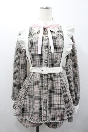 画像: Honey Cinnamon / フリルハーネスセットアップ  ピンクチェック I-26-02-01-038-LO-OP-SA-ZI