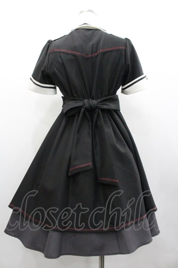 画像2: Amavel / レイヤードミリタリーワンピース  黒Ｘボルドー I-26-02-01-043-CA-OP-SA-ZI (2)