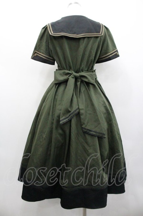 画像2: Amavel / Guardianセーラーミリタリーミドル丈ワンピース  カーキ I-26-02-01-044-CA-OP-SA-ZI (2)