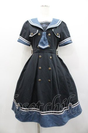 画像: Amavel / Guardianセーラーミリタリーミドル丈ワンピース  ネイビー I-26-02-01-045-CA-OP-SA-ZI