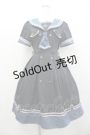 画像: Amavel / Guardianセーラーミリタリーミドル丈ワンピース  ネイビー I-26-02-01-045-CA-OP-SA-ZI