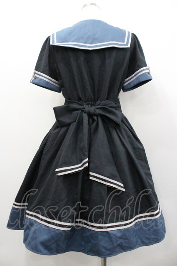 画像2: Amavel / Guardianセーラーミリタリーミドル丈ワンピース  ネイビー I-26-02-01-045-CA-OP-SA-ZI (2)